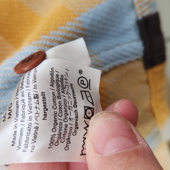 Outerknown Sky High Desert Plaid Yellow Blue Medium Large Shirt Blanket Jacket - Picture 7 of 8